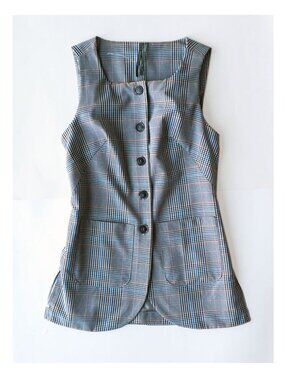 By Anthropologie Plaid Mod Vest XS Pre-Owned Excellent Condition So Chic